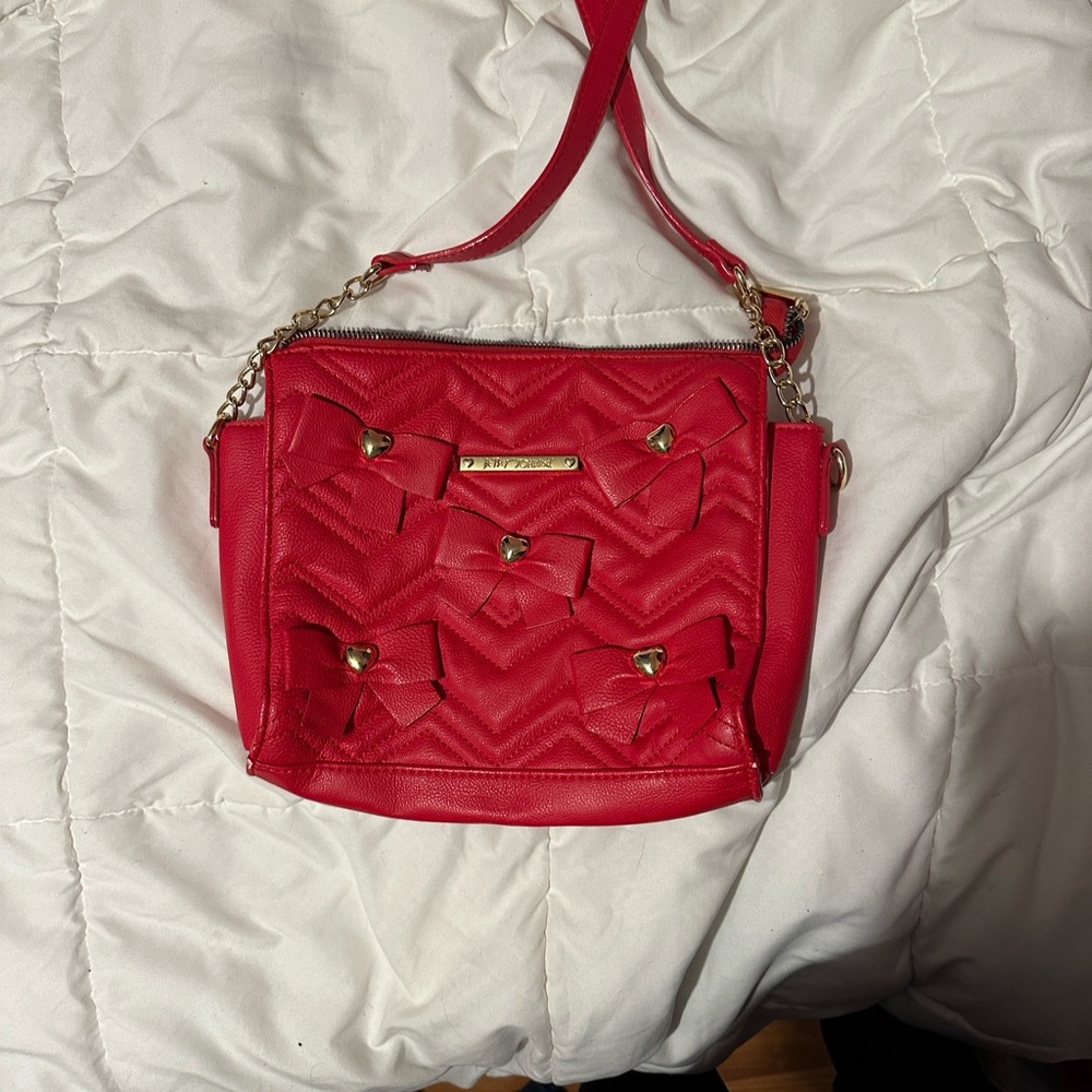 Betsey Johnson Red Crossbody Bag with Bow Details